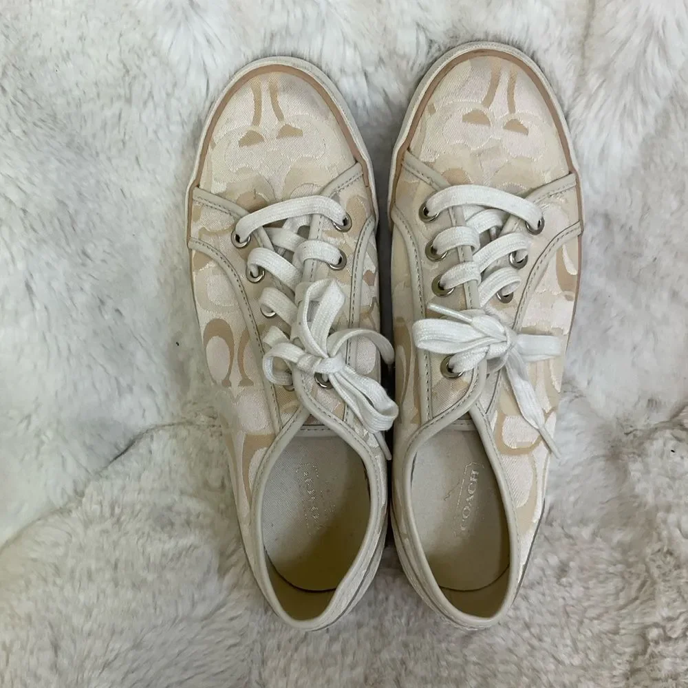 Coach Women’s Signature Dee Cream Lace-up Sneakers Shoes Size 8.5 - Picture 8 of 12